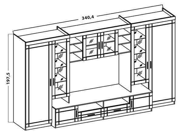 Obývací stěna PARIS + 2x komoda | 340 cm + 103,4 cm + 69 cm | sonoma/bílá