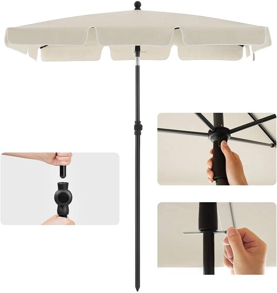 SONGMICS Slunečník obdélníkový 200 x 125 cm béžový