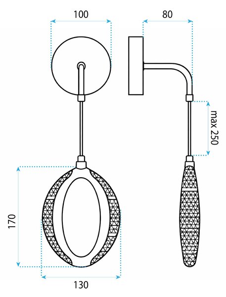 Toolight Toolight, LED nástěnné svítidlo G175-W, zlatá lesklá, OSW-07819