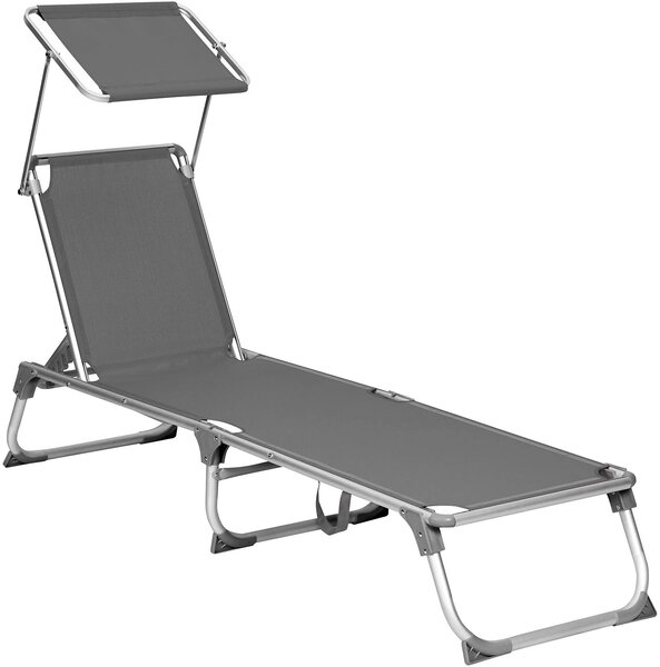 SONGMICS Zahradní polohovatelné lehátko hliník 55 x 193 cm šedé