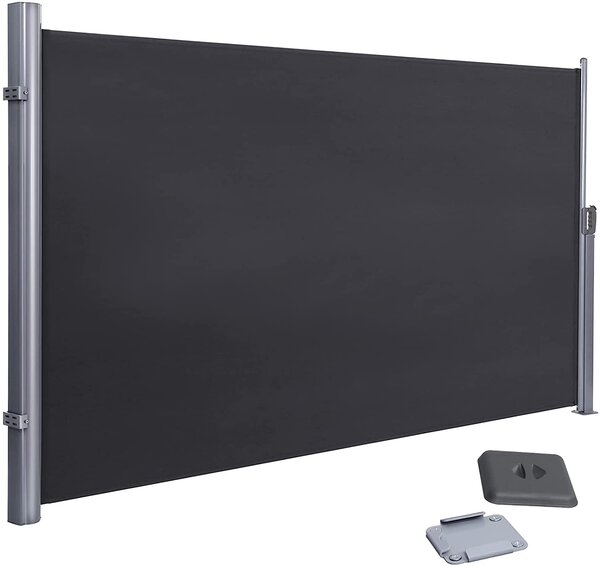 SONGMICS Boční markýza zatahovací tmavě šedá 180 x 400 cm