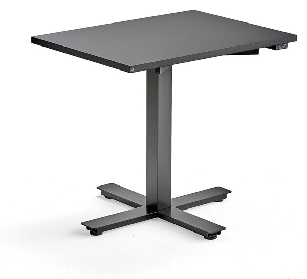 AJ Produkty Výškově nastavitelný stůl MODULUS, 800x600 mm, černý rám, černá