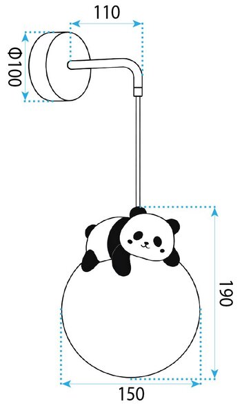 Toolight Toolight, nástěnné svítidlo PANDA G163-1W, černá-bílá, OSW-07803