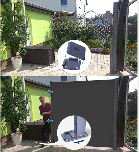 SONGMICS Boční markýza zatahovací tmavě šedá 180 x 400 cm