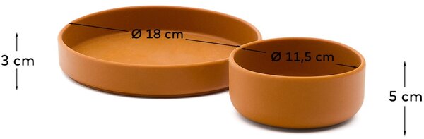 Kave Home Oranžový set silikonového talíře a misky Lili