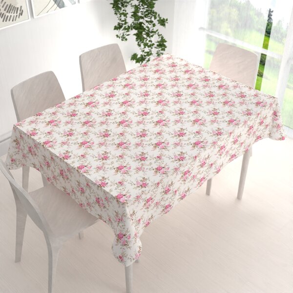 Biante Dekorační obdélníkový ubrus PML-107 Růžové růžičky na bílém 50x100 cm