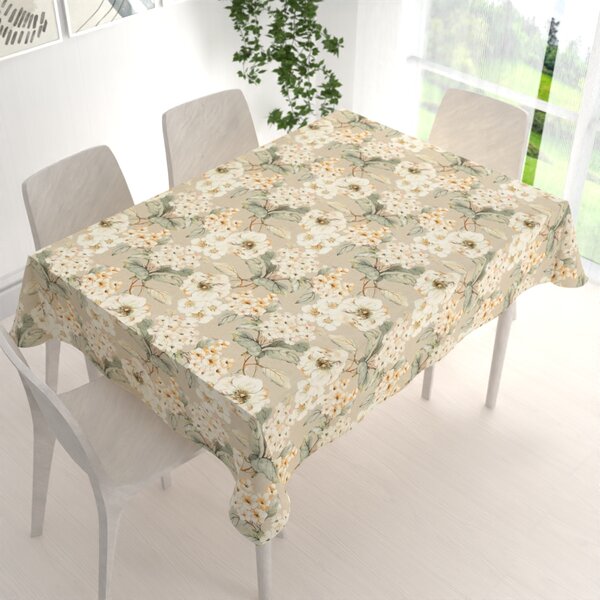 Biante Dekorační obdélníkový ubrus PML-106 Malované květy na béžovém 50x100 cm