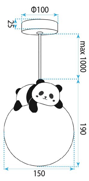 Toolight Toolight, závěsné svítidlo PANDA G162-1CP, černá-bílá, OSW-07801