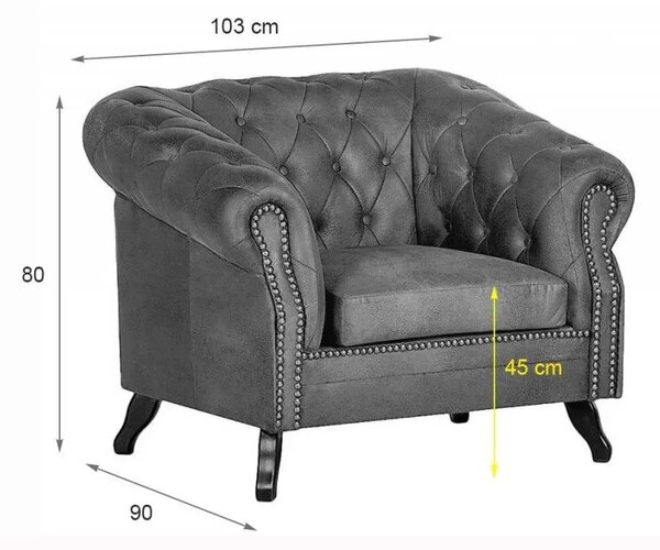 Chesterfield Bristol: Křeslo 1M Antique Brown
