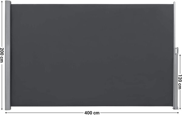 SONGMICS Boční markýza zatahovací tmavě šedá 200 x 400 cm
