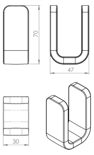 Gedy Gedy, OUTLINE háček, černá mat, 322614
