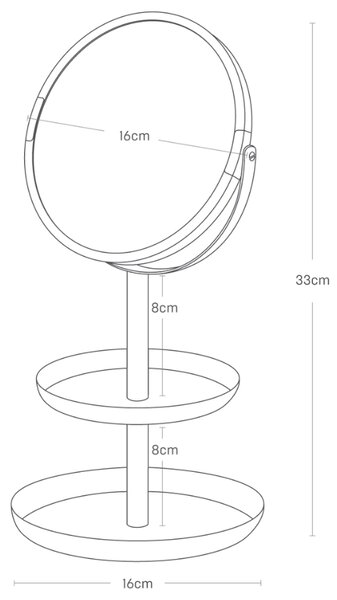 Bílé kovové kosmetické zrcadlo Yamazaki Tosca 33 cm