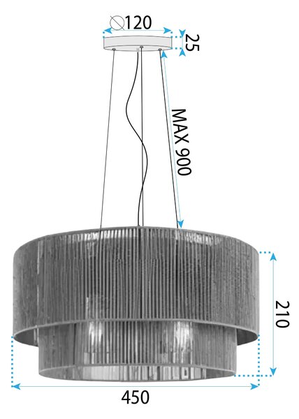 Toolight Toolight, závěsné svítidlo 3xE27, APP1837-1CP, černá-hnědá, OSW-00642