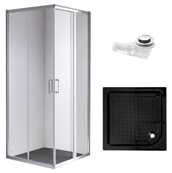 BPS-koupelny Čtvercový sprchový kout HYD-SK93A 80x80 chrom/transparent + vanička HYD-SSV-SXL02A černá