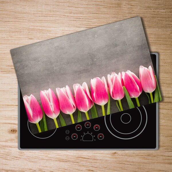 Deska na krájení skleněná Růžové tulipány pl-ko-80x52-f-102142486