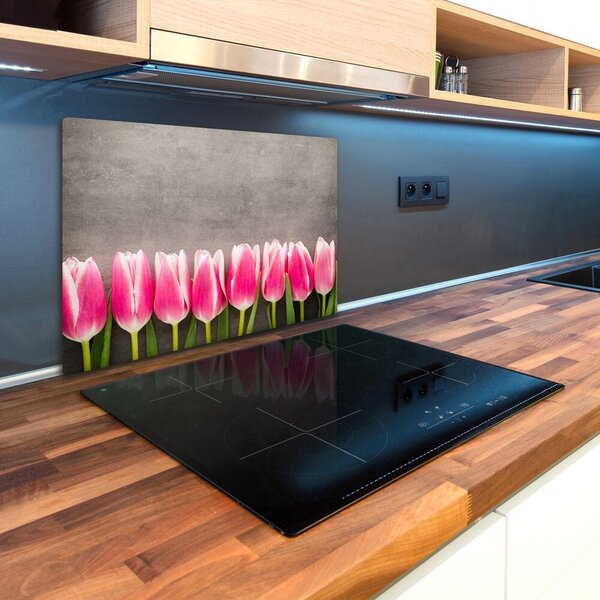 Deska na krájení skleněná Růžové tulipány pl-ko-80x52-f-102142486