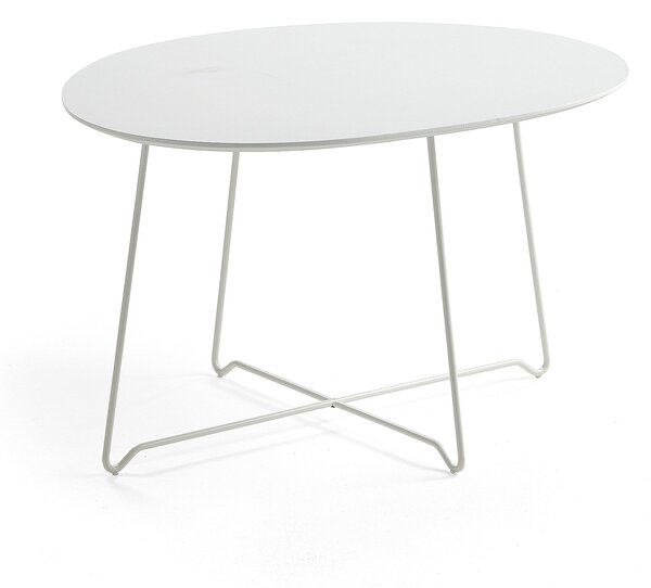 AJ Produkty Konferenční stolek IRIS, oválný, 870x670 mm, bílá, bílá deska