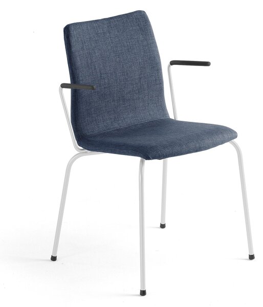 AJ Produkty Konferenční židle OTTAWA, s područkami, modrý potah, bílá