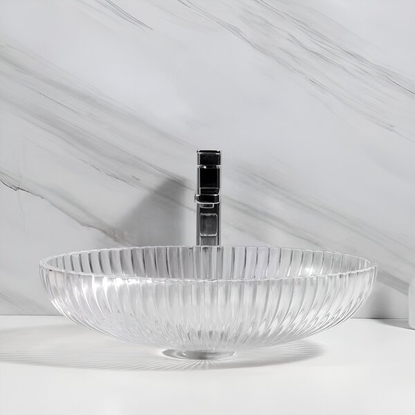 BPS-koupelny Skleněné umyvadlo na desku HYD-BRT3-TR-510 51x35 cm, transparent