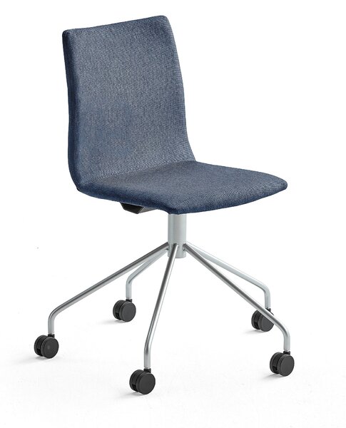 AJ Produkty Konferenční židle OTTAWA, s kolečky, modrý potah, šedá
