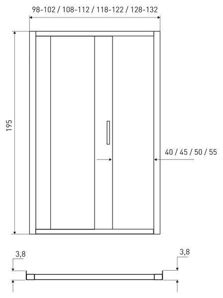 Novoterm Jednokřídlé posuvné sprchové dveře NV-Solid DS CHR 100, chrom/transparent - bez vaničky