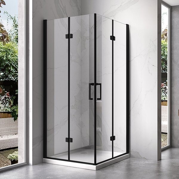 BPS-koupelny Čtvercový sprchový kout HYD-SK08B 80x80 černá/transparent + vanička HYD-SSV-ST02A černá