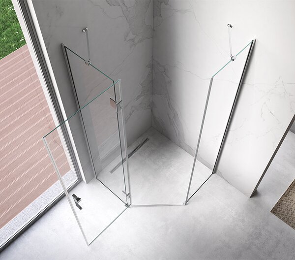 BPS-koupelny Pětiúhelníkový sprchový kout HYD-PK10A 80x80 chrom/transparent - bez vaničky