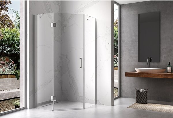 BPS-koupelny Pětiúhelníkový sprchový kout HYD-PK10A 80x80 chrom/transparent - bez vaničky