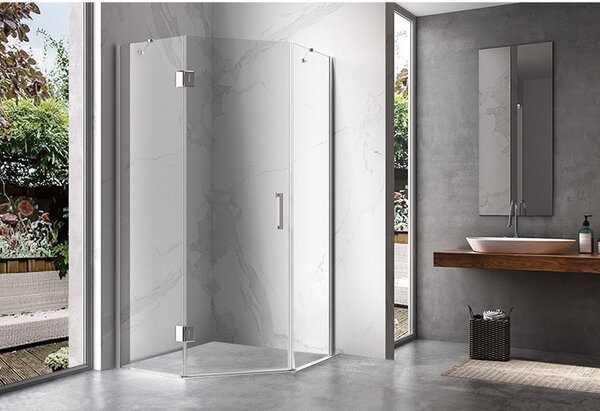 BPS-koupelny Pětiúhelníkový sprchový kout HYD-PK10A 80x80 chrom/transparent - bez vaničky
