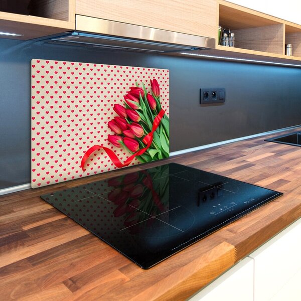 Deska na krájení skleněná Tulipány srdce pl-ko-80x52-f-104956051