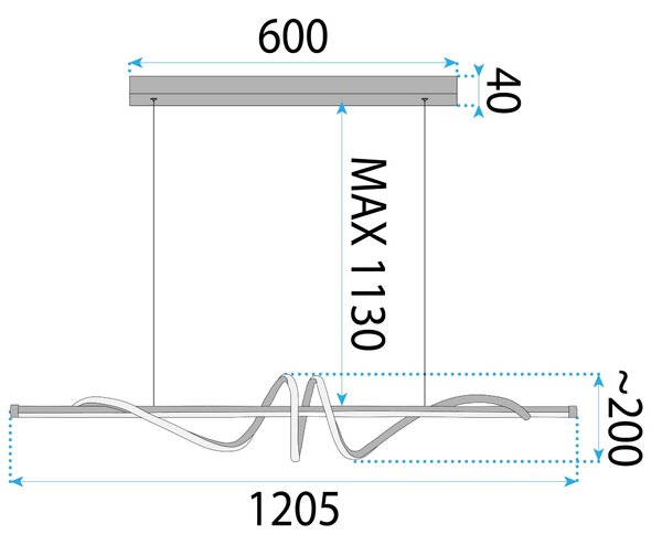 Toolight Toolight, LED závěsné osvětlení 120cm, 50W, 3000K, LHJ024-CP, zlatá lesklá, OSW-60015