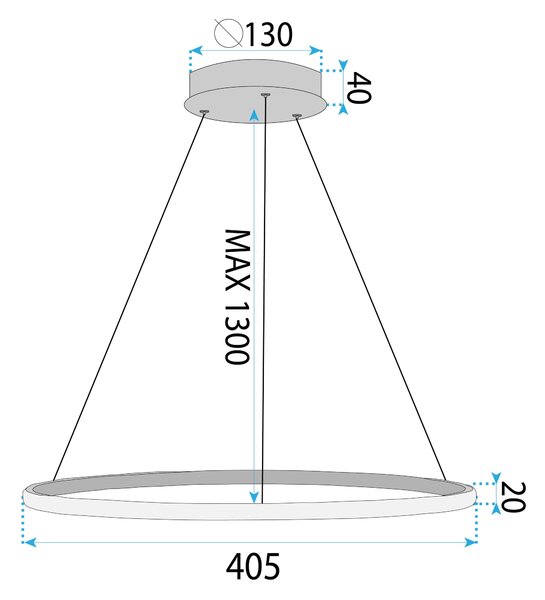 Toolight Toolight, LED závěsné svítidlo 40cm, 24W, 3000K, LHJ004-CP, zlatá matná, OSW-50002