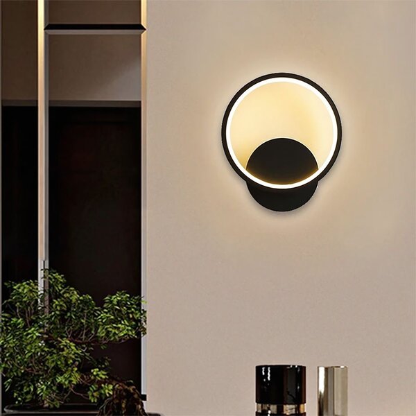 Toolight Toolight, LED nástěnné svítidlo 20cm, 10W, 3000K, LHJ081-W, černá matná, OSW-50060