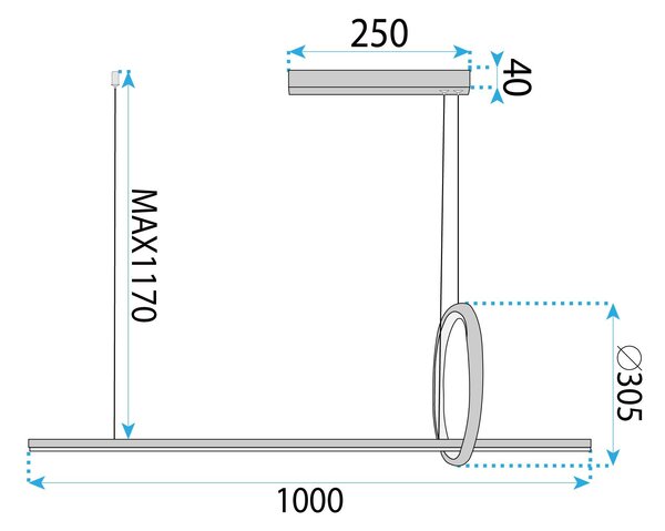 Toolight Toolight, LED závěsné osvětlení 100cm, 25W, 3000K, 2000lm, LHJ111-CP C, zlatá matná, OSW-50071
