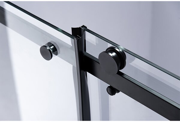BPS-koupelny Posuvné sprchové dveře HYD-PD03D 120 černá/transparent pro instalaci do niky + vanička HYD-OSV-ST05E 120x70 bílá