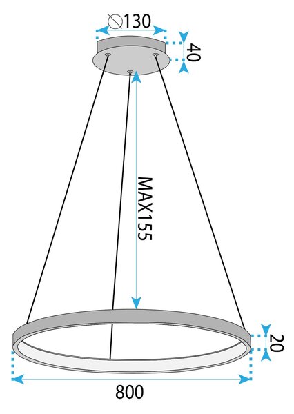 Toolight Závěsné LED osvětlení Modern Circle D99 LHJ012-CP 80cm černé