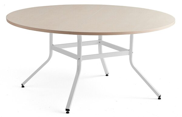 AJ Produkty Stůl VARIOUS, Ø1600 mm, výška 740 mm, bílá, bříza