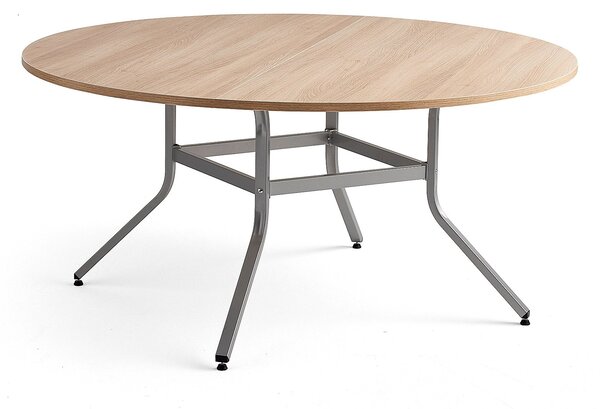 AJ Produkty Stůl VARIOUS, Ø1600 mm, výška 740 mm, stříbrná, dub
