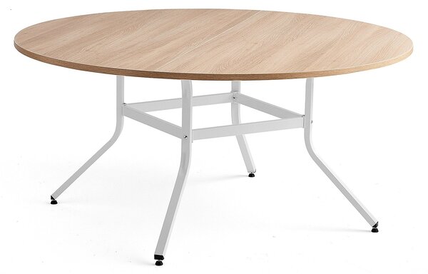 AJ Produkty Stůl VARIOUS, Ø1600 mm, výška 740 mm, bílá, dub