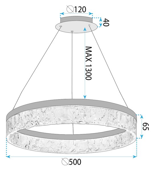 Toolight Toolight, LED závěsné osvětlení 50cm, 31W, 3000K, LHJ046-CP, zlatá lesklá, OSW-50021