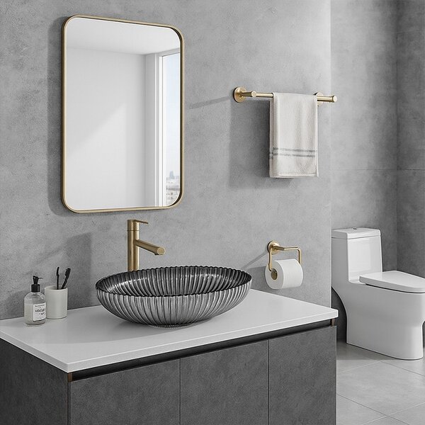 BPS-koupelny Skleněné umyvadlo na desku HYD-BRT3-BL-PL-510 51x35 cm, platina lesk