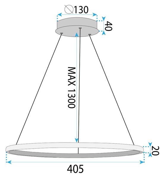 Toolight Toolight, LED stropní svítidlo 40cm, 24W, 3000K, LHJ011-CP, černá, OSW-60006
