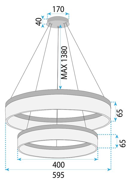 Toolight Toolight, LED závěsné osvětlení 60cm, 60W, 3000K, LHJ049-CP2, zlatá, OSW-60028