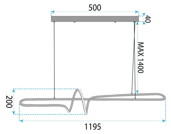Toolight Toolight, LED závěsné osvětlení 118cm, 36W, 3000K, 3500lm, LHJ038-CP, zlatá matná, OSW-50049