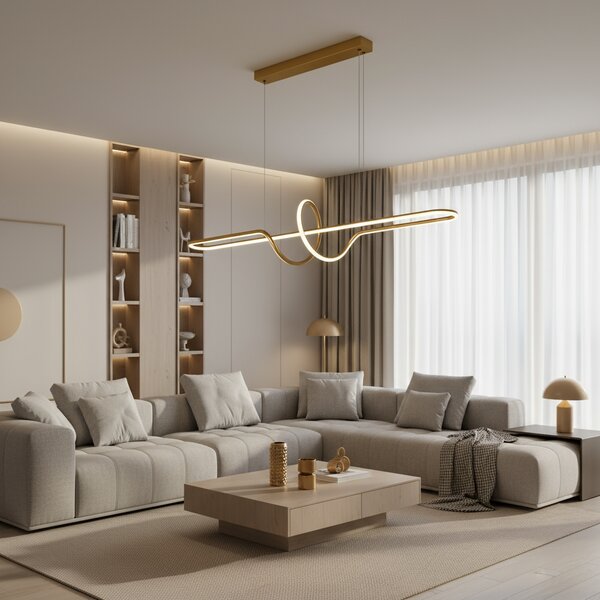 Toolight Toolight, LED závěsné osvětlení 118cm, 36W, 3000K, 3500lm, LHJ038-CP, zlatá matná, OSW-50049