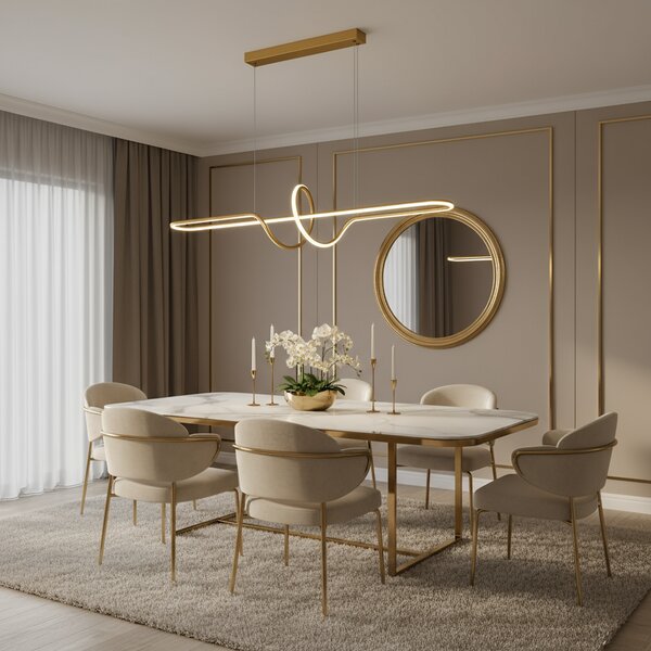 Toolight Toolight, LED závěsné osvětlení 118cm, 36W, 3000K, 3500lm, LHJ038-CP, zlatá matná, OSW-50049
