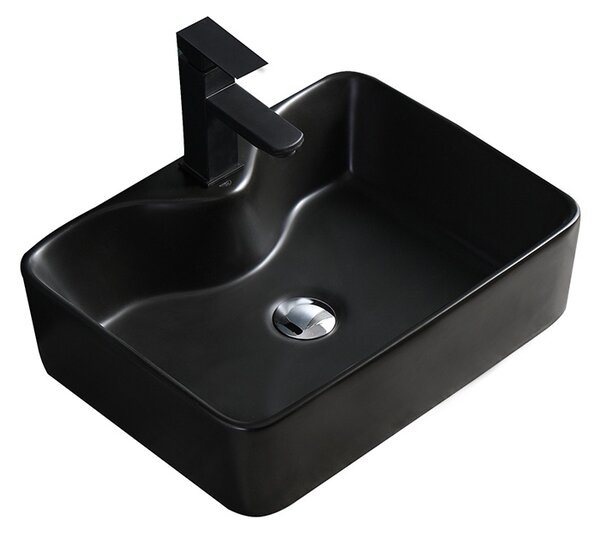 BPS-koupelny Keramické umyvadlo na desku HYD-EE-WH-480 48x37 cm, černé matné