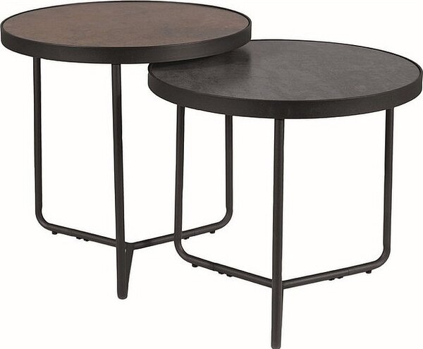 Konferenční stolek PRISCILLA - bronzový a šedý kámen/černý