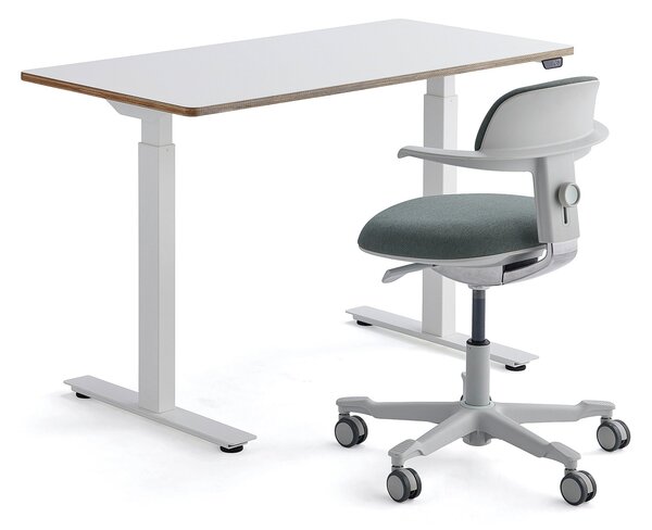 AJ Produkty Nábytková sestava NOVUS + NEWBURY, 1 stůl a 1 kancelářská židle, bílá/zelená