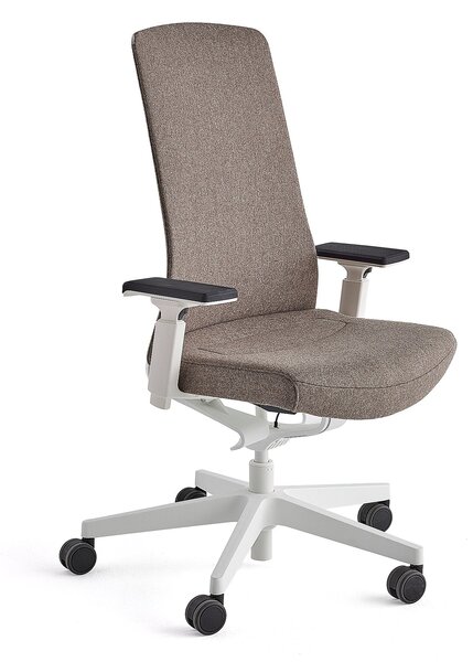 AJ Produkty Kancelářská židle BELMONT, bílá, světle hnědá